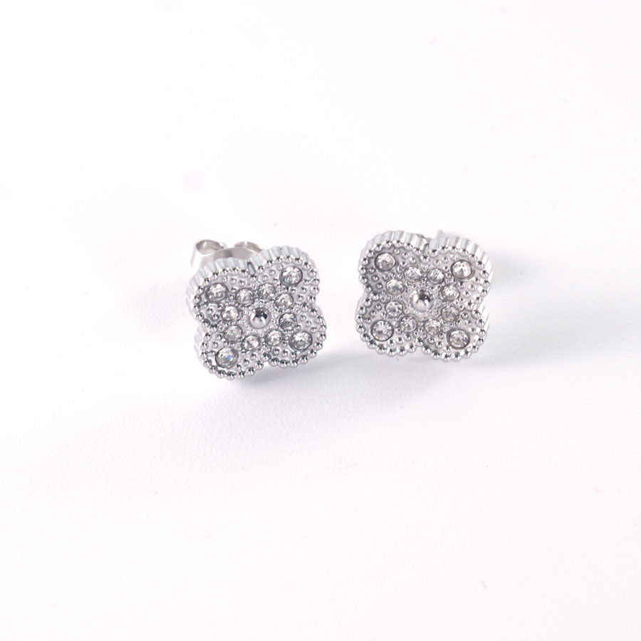 Crystal Dimond Clover Earings