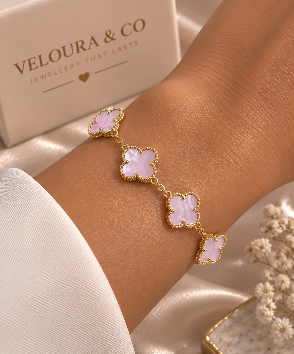 Mother of Pearl Clover Bracelet