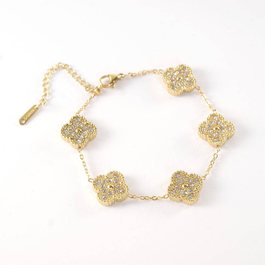Crystal Dimond Clover Bracelet